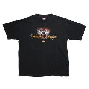 Harley Davidson Vintage 2003 Wolf Graphic Print Short Sleeve T Shirt Top sz L